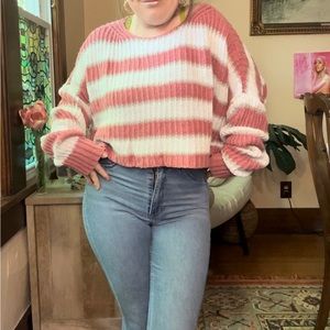 AE STRIPE CROP SWEATER